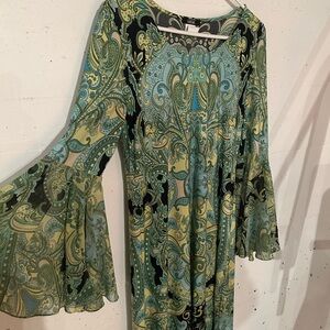 Bohemian Paisley Bell Sleeve Dress